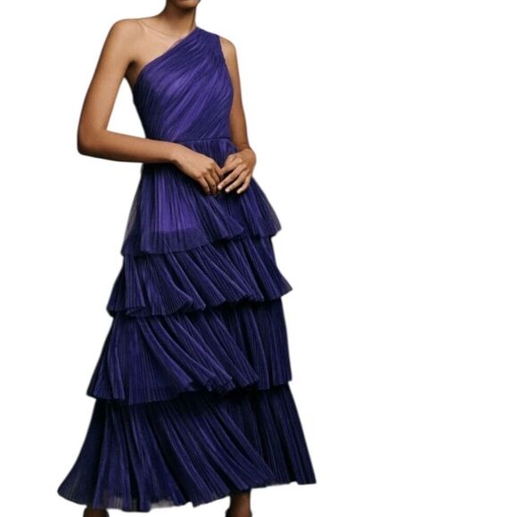 Hutch Xala One Shoulder Tiered Tulle Maxi Dress Size 6 Formal Party Cocktail - Picture 1 of 8